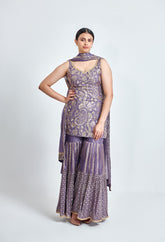 Mauve and Gold Embroidered Sharara Set for Wedding & Festive Look